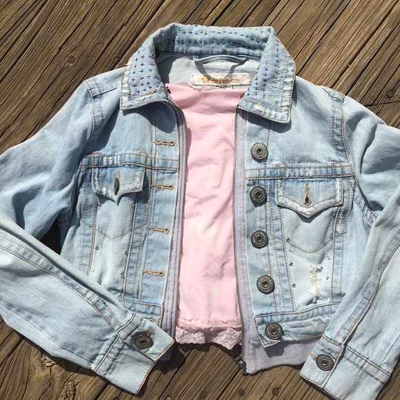 Up cycled jean jacket recycled hand made - Picture 3 of 3